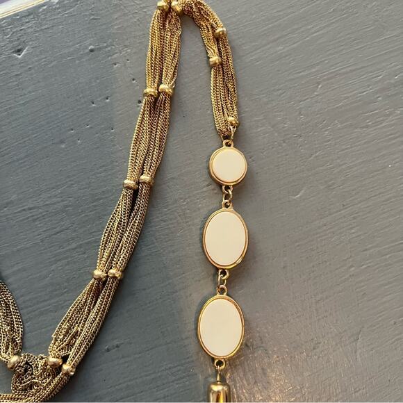 Long Gold Tone Reversible Tassel Necklace - Picture 6 of 9